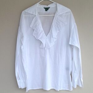Ralph Lauren White Ruffled Blouse